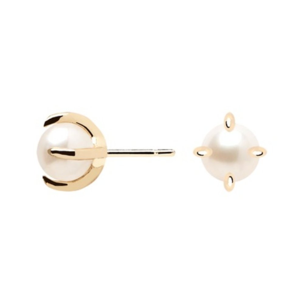 PDPAOLA Pearl 18k Gold Stud Earrings